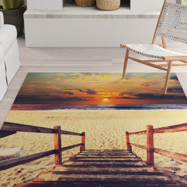 Highland Dunes Easterwood Flatweave Orange/Cream Rug Wayfair.co.uk